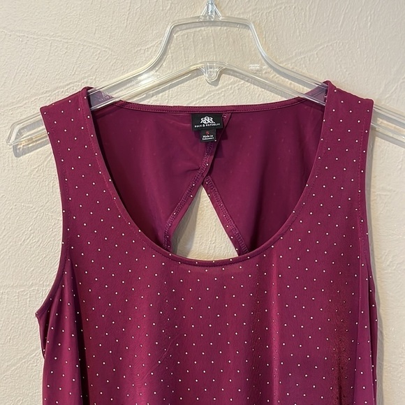 Rock & Republic swing tank top open back burgundy  gold raised dots size Small - Picture 3 of 11